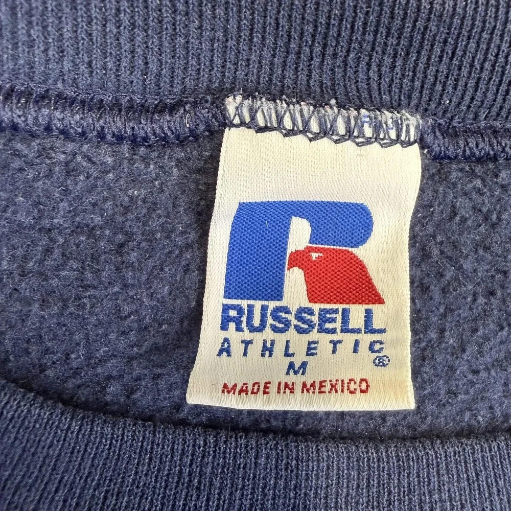 Vintage Russell Athletic Sweatshirt Mens Medium Blue Lombardi Co Embroidered 90s